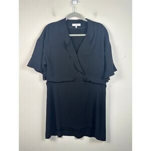 IRO V Neck Ruffle Trim Short Sleeve Mini Dress LBD Size 36